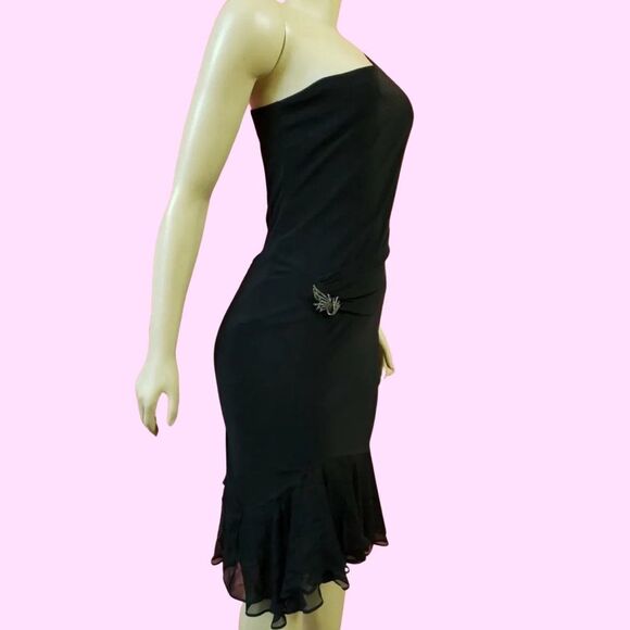 Laundry by shelli segal LBD one shoulder gathered black dress size 6 new vintage - Picture 5 of 6